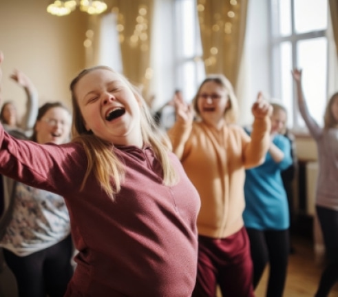 a group of people dancing